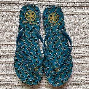 Tory Burch Blue Floral Flip Flop - aprox sz 9